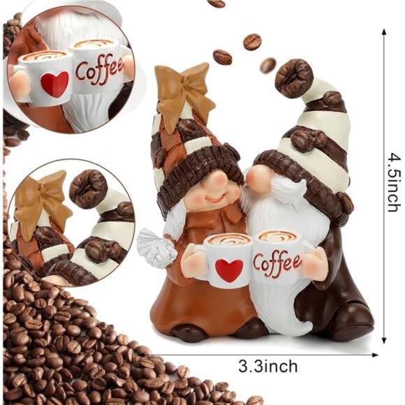 Coffee Gnomes Decor Coffee Bar Accessories Home Tiered Tray Table Ornaments Gift - Picture 3 of 7